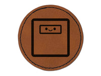 Happy Scale Weight Tracker Round Iron-On Engraved Faux Leather Patch Applique - 2.5"