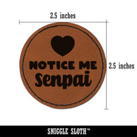 Notice Me Senpai Anime Manga Round Iron-On Engraved Faux Leather Patch Applique - 2.5"