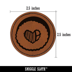 Sushi Roll Heart Center Round Iron-On Engraved Faux Leather Patch Applique - 2.5"