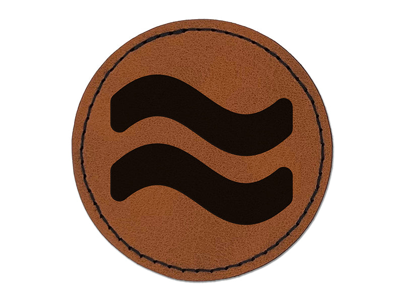 Approximately Equal To About Math Symbol Round Iron-On Engraved Faux Leather Patch Applique - 2.5"