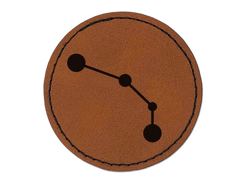 Aries Zodiac Star Constellations Round Iron-On Engraved Faux Leather Patch Applique - 2.5"