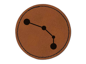 Aries Zodiac Star Constellations Round Iron-On Engraved Faux Leather Patch Applique - 2.5"