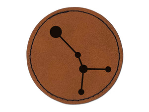 Cancer Zodiac Star Constellations Round Iron-On Engraved Faux Leather Patch Applique - 2.5"