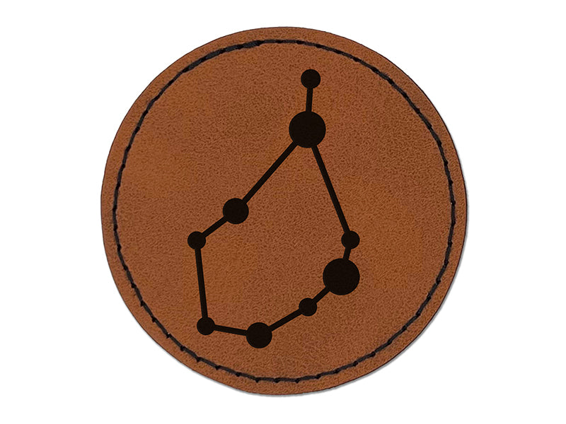 Capricorn Zodiac Star Constellations Round Iron-On Engraved Faux Leather Patch Applique - 2.5"