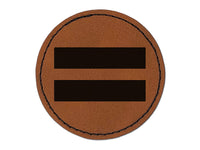 Equal Sign Math Symbol Round Iron-On Engraved Faux Leather Patch Applique - 2.5"