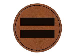 Equal Sign Math Symbol Round Iron-On Engraved Faux Leather Patch Applique - 2.5"