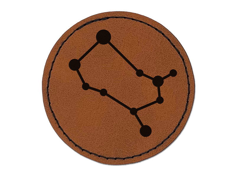 Gemini Zodiac Star Constellations Round Iron-On Engraved Faux Leather Patch Applique - 2.5"