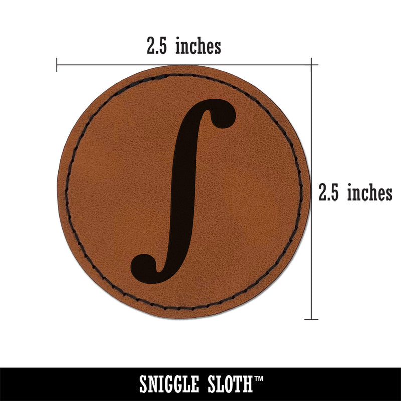 Integral Math Symbol Round Iron-On Engraved Faux Leather Patch Applique - 2.5"