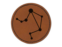 Libra Zodiac Star Constellations Round Iron-On Engraved Faux Leather Patch Applique - 2.5"