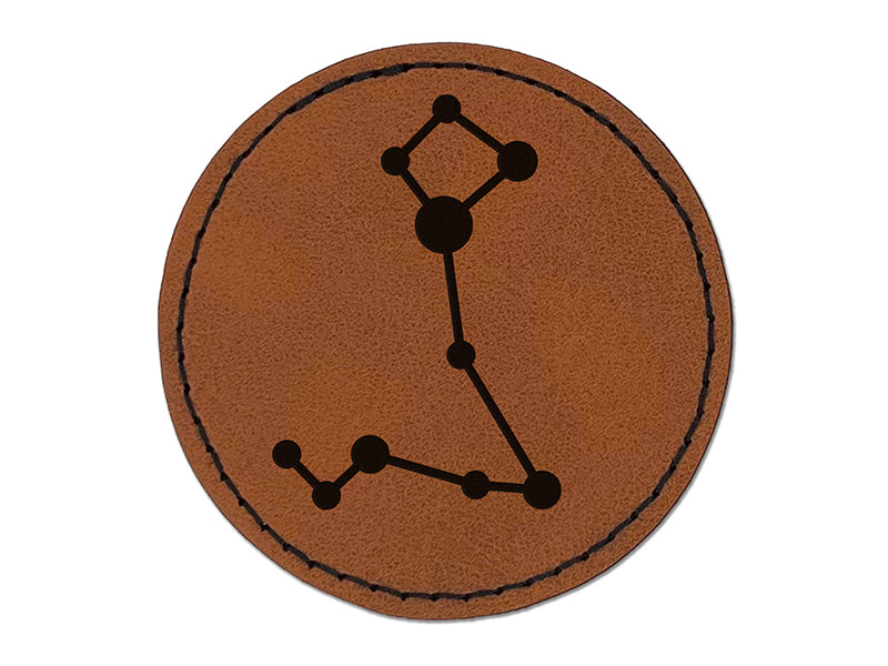 Pisces Zodiac Star Constellations Round Iron-On Engraved Faux Leather Patch Applique - 2.5"