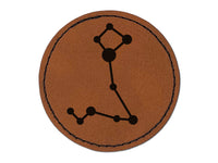 Pisces Zodiac Star Constellations Round Iron-On Engraved Faux Leather Patch Applique - 2.5"