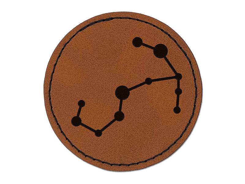 Scorpio Zodiac Star Constellations Round Iron-On Engraved Faux Leather Patch Applique - 2.5"