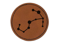 Scorpio Zodiac Star Constellations Round Iron-On Engraved Faux Leather Patch Applique - 2.5"