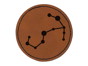 Scorpio Zodiac Star Constellations Round Iron-On Engraved Faux Leather Patch Applique - 2.5"