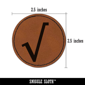 Square Root Math Symbol Round Iron-On Engraved Faux Leather Patch Applique - 2.5"