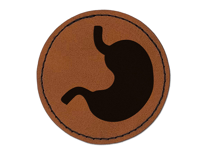 Stomach Anatomy Organ Body Part Round Iron-On Engraved Faux Leather Patch Applique - 2.5"