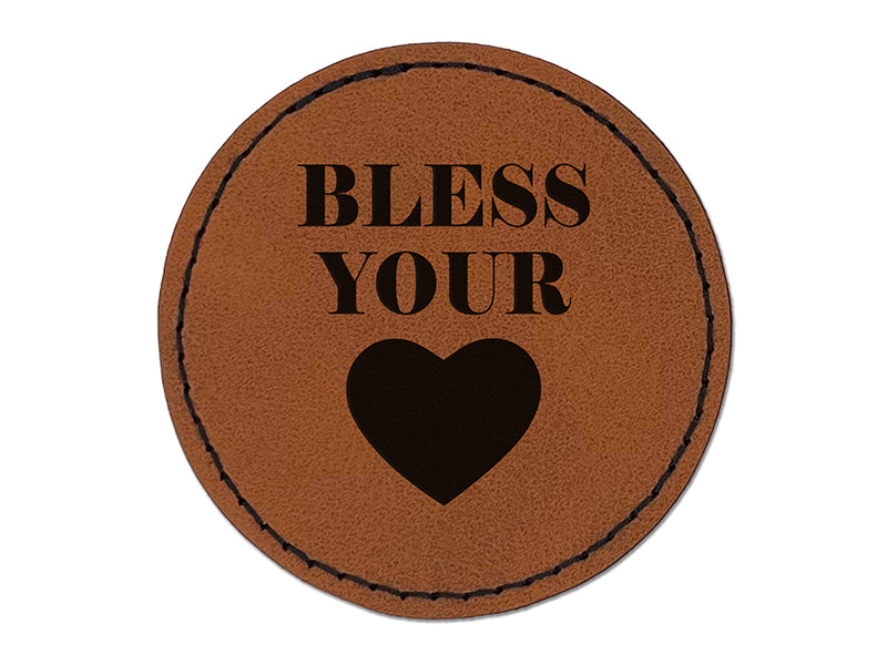 Bless Your Heart Southern Round Iron-On Engraved Faux Leather Patch Applique - 2.5"