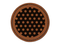 Geometric Polka Dotted Circle Round Iron-On Engraved Faux Leather Patch Applique - 2.5"