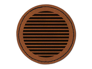 Geometric Striped Circle Round Iron-On Engraved Faux Leather Patch Applique - 2.5"