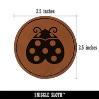 Love Bug Heart Shaped Ladybug Round Iron-On Engraved Faux Leather Patch Applique - 2.5"