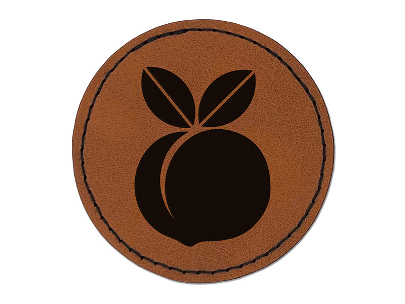 Plump Peach Round Iron-On Engraved Faux Leather Patch Applique - 2.5"