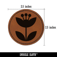 Scandinavian Tulip Round Iron-On Engraved Faux Leather Patch Applique - 2.5"