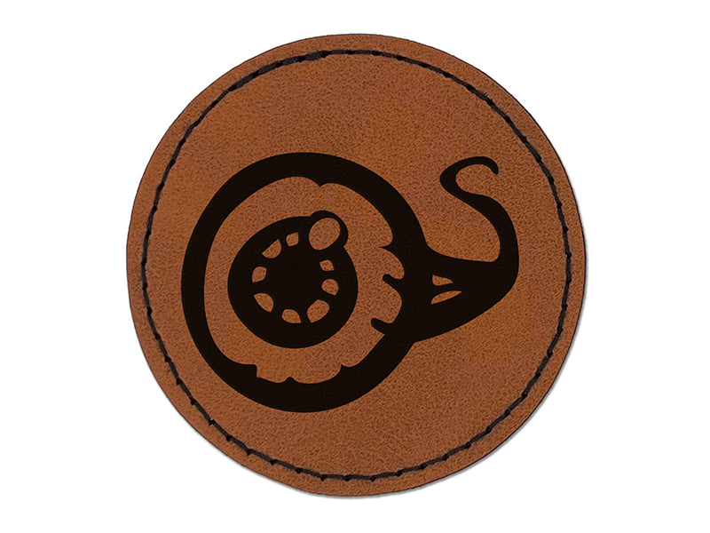 Creepy Eyeball Spooky Round Iron-On Engraved Faux Leather Patch Applique - 2.5"