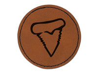 Shark Tooth Fang Round Iron-On Engraved Faux Leather Patch Applique - 2.5"