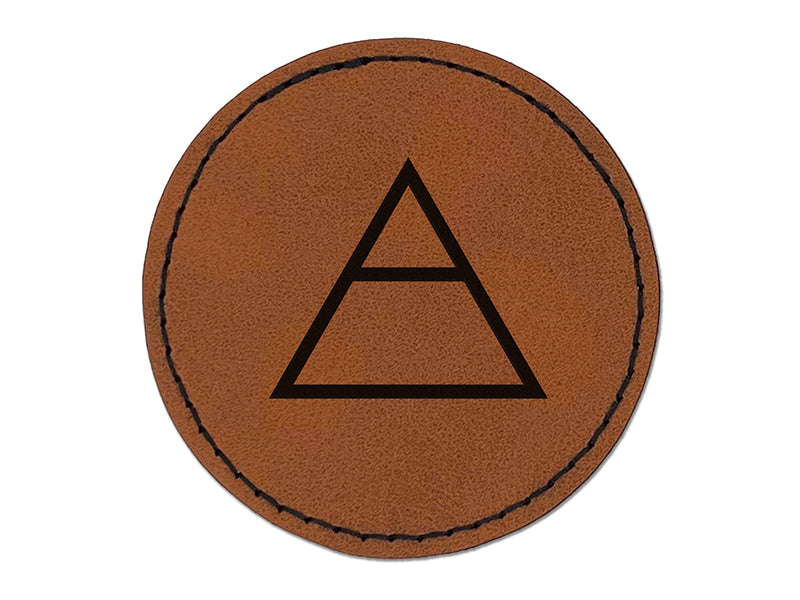 Triangle Witch Symbol Air Wicca Element Round Iron-On Engraved Faux Leather Patch Applique - 2.5"
