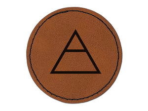 Triangle Witch Symbol Air Wicca Element Round Iron-On Engraved Faux Leather Patch Applique - 2.5"