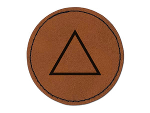 Triangle Witch Symbol Fire Wicca Element Round Iron-On Engraved Faux Leather Patch Applique - 2.5"