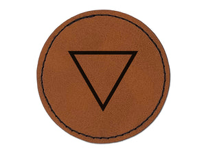 Triangle Witch Symbol Water Wicca Element Round Iron-On Engraved Faux Leather Patch Applique - 2.5"