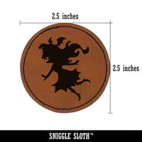 Vampire Girl Monster Halloween Round Iron-On Engraved Faux Leather Patch Applique - 2.5"
