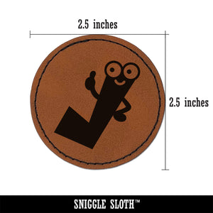 Check Mark Guy Thumbs Up Round Iron-On Engraved Faux Leather Patch Applique - 2.5"