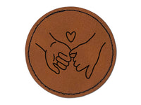 Pinky Promise Love Round Iron-On Engraved Faux Leather Patch Applique - 2.5"