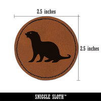 Sea Otter Silhouette Round Iron-On Engraved Faux Leather Patch Applique - 2.5"