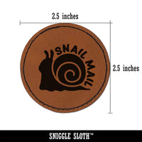 Snail Mail Round Iron-On Engraved Faux Leather Patch Applique - 2.5"