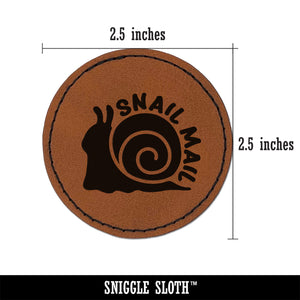 Snail Mail Round Iron-On Engraved Faux Leather Patch Applique - 2.5"