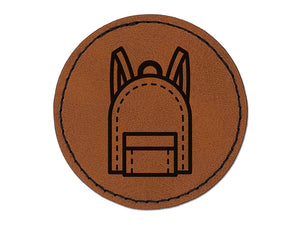 Backpack Teacher School Round Iron-On Engraved Faux Leather Patch Applique - 2.5"