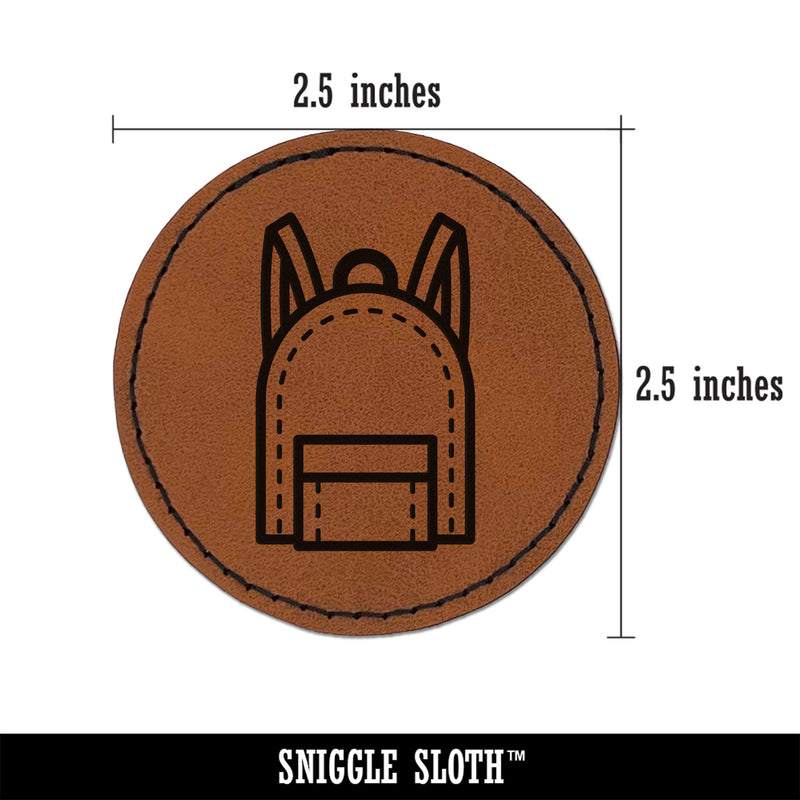 Backpack Teacher School Round Iron-On Engraved Faux Leather Patch Applique - 2.5"