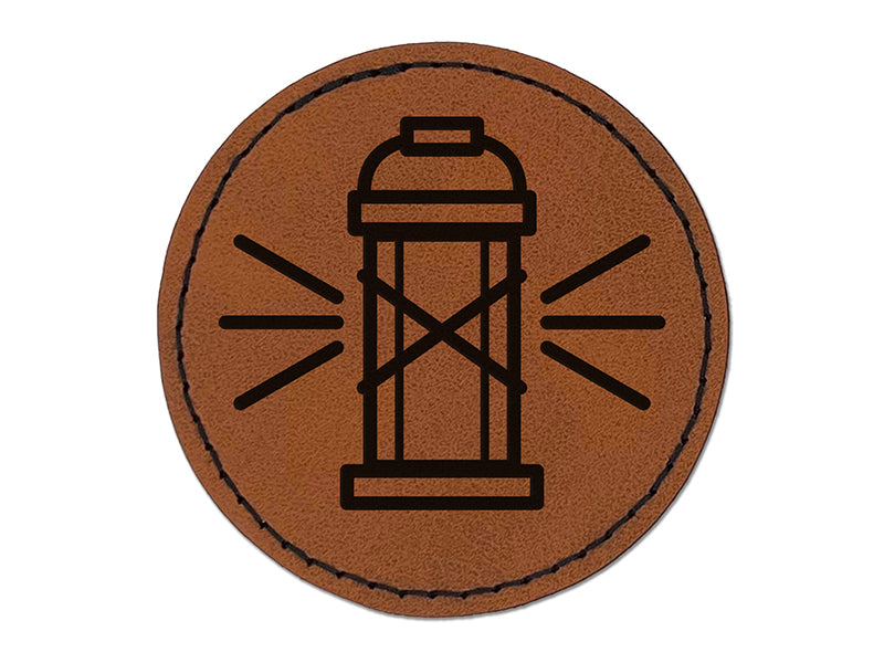 Glowing Lantern Light Tarot Card Round Iron-On Engraved Faux Leather Patch Applique - 2.5"