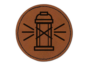 Glowing Lantern Light Tarot Card Round Iron-On Engraved Faux Leather Patch Applique - 2.5"