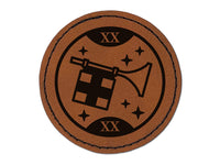 Judgement Tarot Card Round Iron-On Engraved Faux Leather Patch Applique - 2.5"