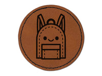 Kawaii Backpack Teacher School Round Iron-On Engraved Faux Leather Patch Applique - 2.5"