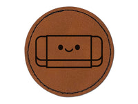 Kawaii Jumbo Eraser Teacher School Round Iron-On Engraved Faux Leather Patch Applique - 2.5"