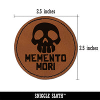 Memento Mori Skull Round Iron-On Engraved Faux Leather Patch Applique - 2.5"
