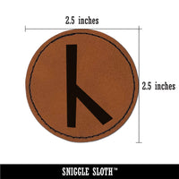 Norse Viking Dwarven Rune Letter C Round Iron-On Engraved Faux Leather Patch Applique - 2.5"