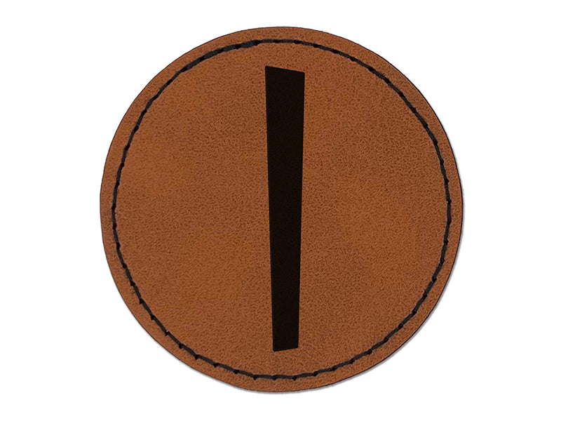 Norse Viking Dwarven Rune Letter I Round Iron-On Engraved Faux Leather Patch Applique - 2.5"