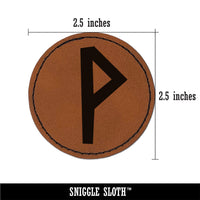 Norse Viking Dwarven Rune Letter W Round Iron-On Engraved Faux Leather Patch Applique - 2.5"