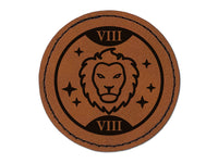 Strength Tarot Card Round Iron-On Engraved Faux Leather Patch Applique - 2.5"